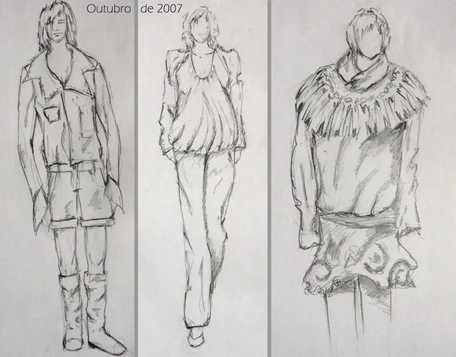 Croquis a lápis de Adriana, datados de outubro de 2007