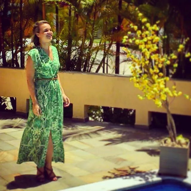 Vestido longo verde estampado da PÓE